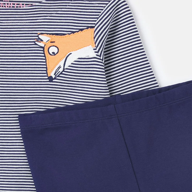 Joules Gruffalo Artwork Christina Organically Grown Cotton Dress And Legging Set - Gruffalo Navy Stripe-4